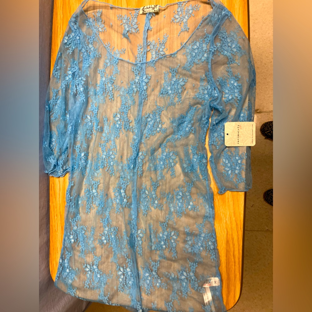 Free People intimates light blue lace top